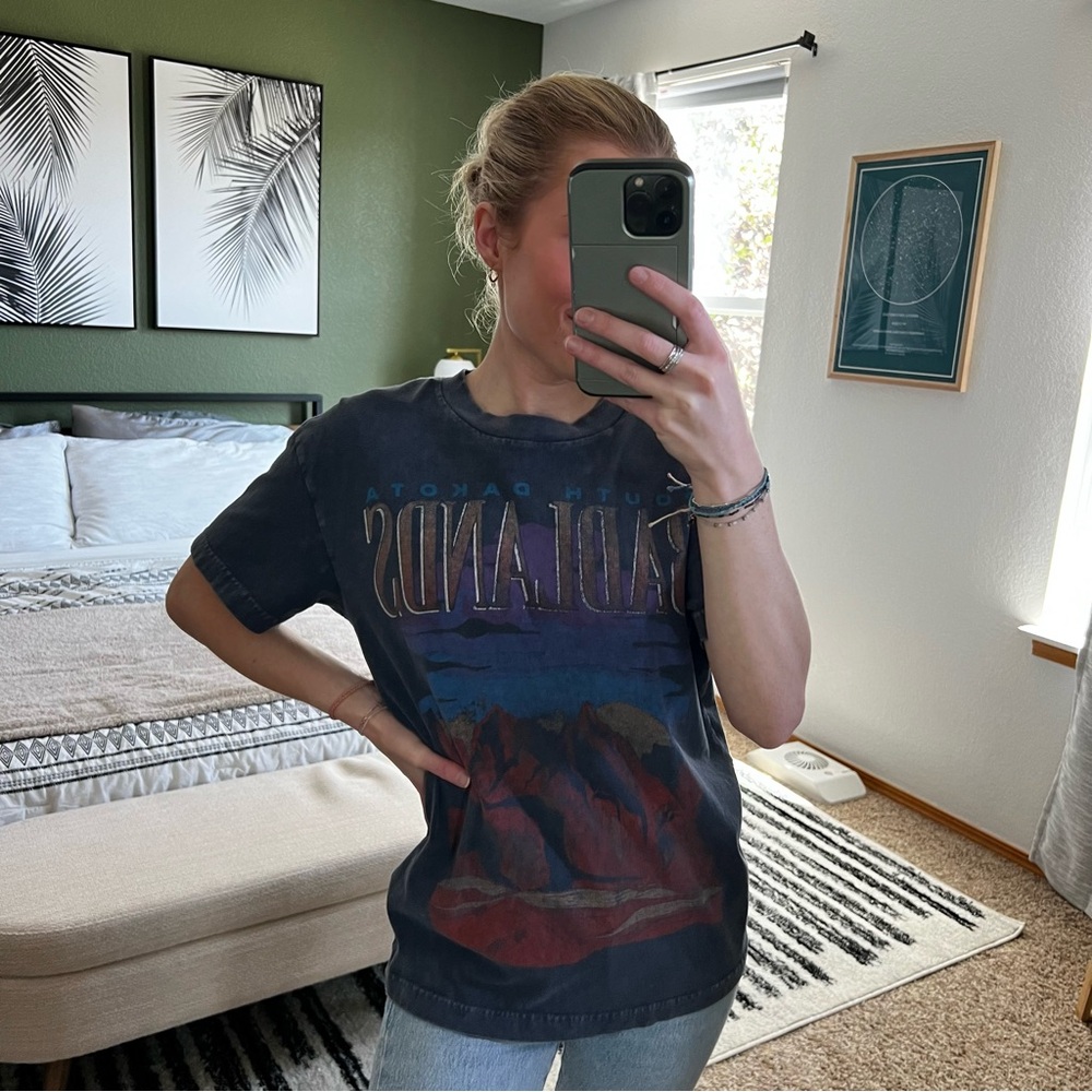 Abercrombie & Fitch Soft Tee Women XS Blue South Dakota Badlands Graphic T-Shirt